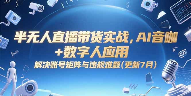 半无人直播带货实战,AI音咖+数字人应用 解决账号矩阵与违规难题(更新7月-天行资源库