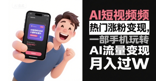 AI短视频热门涨粉变现,一部手机玩转AI流量变现,月入过W-天行资源库