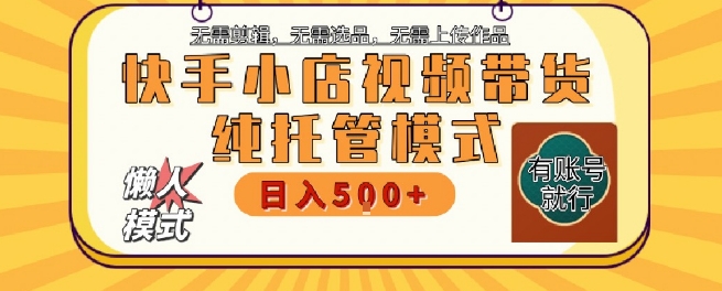 快手小店托管代运营，无需剪辑，无需选品，无需上传作品，全程无需操作，轻松月入5k+【揭秘】-天行资源库