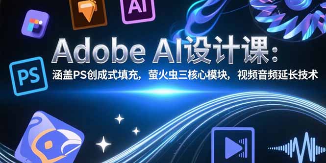 Adobe AI设计课:涵盖PS创成式填充,萤火虫三核心模块,视频音频延长技术-天行资源库