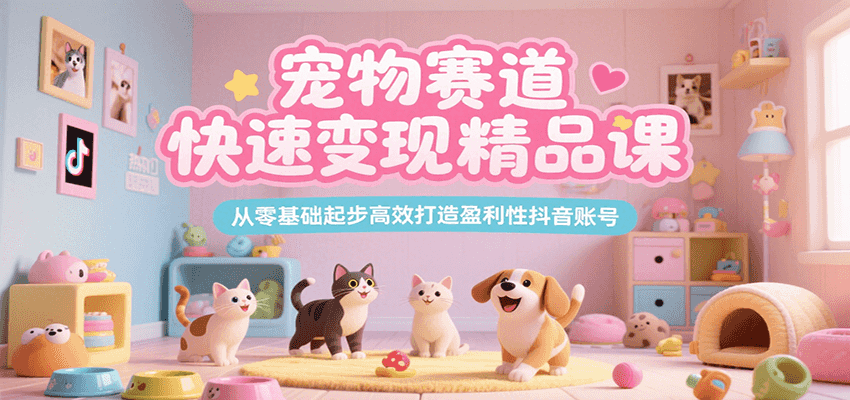 宠物赛道快速变现精品课,从零基础起步高效打造盈利性抖音账号-天行资源库
