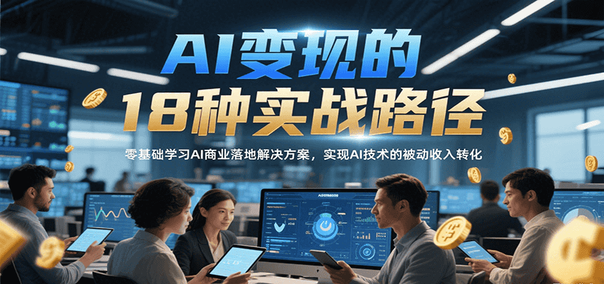 AI变现的18种实战路径,零基础学习AI商业落地解决方案,实现AI技术的被动收入转化-天行资源库