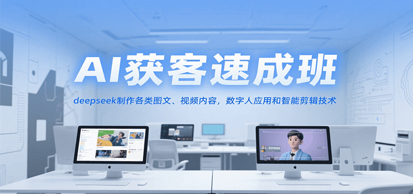AI获客速成班,deepseek制作各类图文、视频内容,数字人应用和智能剪辑技术-天行资源库