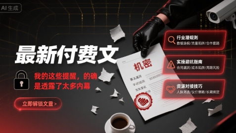 最新付费文:我的这些提醒,的确是透露了太多内幕-天行资源库