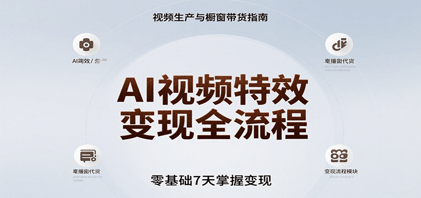 AI视频特效变现全流程，零基础7天掌握视频生产到橱窗带货变现-天行资源库