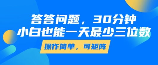 答答问题，30分钟，小白也能一天最少也有三位数，操作简单-天行资源库