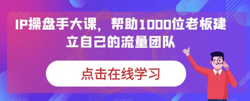 IP-操盘手大课,帮助1000位老板建立自己的流量团队(13节课)-天行资源库