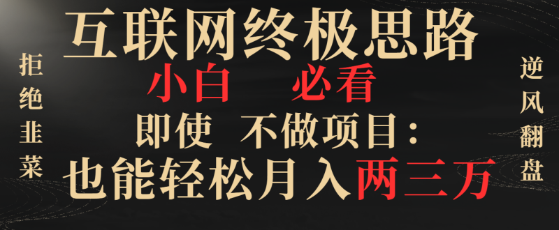 互联网终极思路,小白必看,即使不做项目也能轻松月入两三万,拒绝韭菜… -天行资源库