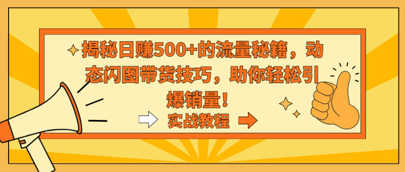 揭秘日赚500+的流量秘籍,动态闪图带货技巧,助你轻松引爆销量!-天行资源库