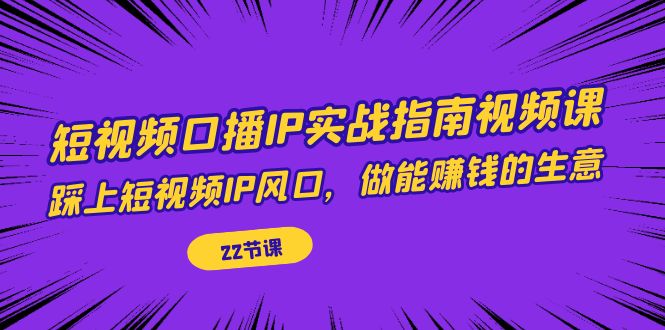 短视频口播IP实战指南视频课,踩上短视频IP风口,做能赚钱的生意(22节课)-天行资源库