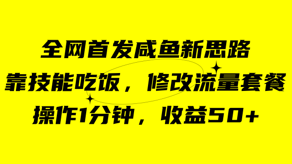 咸鱼冷门新玩法，靠“技能吃饭”，修改流量套餐，操作1分钟，收益50+-天行资源库