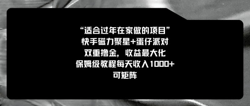 适合过年在家做的项目,快手磁力+蛋仔派对,双重撸金,收益最大化 保姆…-天行资源库