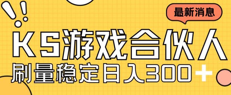 快手游戏合伙人新项目，新手小白也可日入300+，工作室可大量跑-天行资源库
