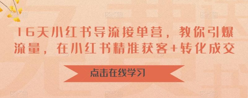 16天-小红书 导流接单营,教你引爆流量,在小红书精准获客+转化成交-天行资源库