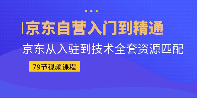 京东自营入门到精通:京东从入驻到技术全套资源匹配(79节课)-天行资源库