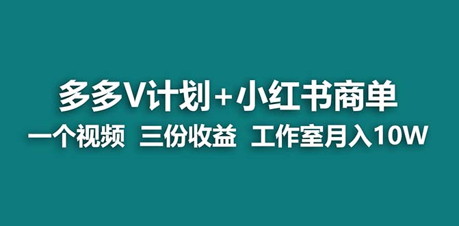 【蓝海项目】多多v计划+小红书商单 一个视频三份收益 工作室月入10w打法-天行资源库