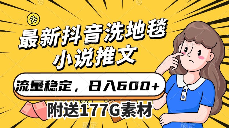 最新抖音洗地毯小说推文，流量稳定，一天收入600（附177G素材）-天行资源库