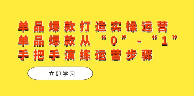 单品爆款打造实操运营,单品爆款从“0”-“1”手把手演练运营步骤-天行资源库