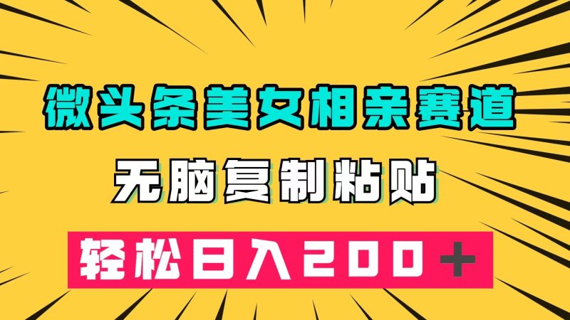 微头条冷门美女相亲赛道,无脑复制粘贴,轻松日入200+-天行资源库