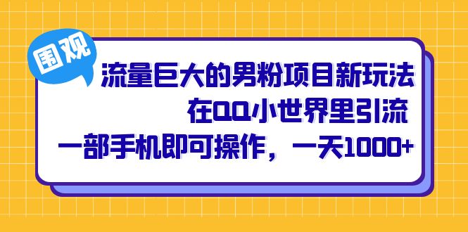 流量巨大的男粉项目新玩法,在QQ小世界里引流 一部手机即可操作,一天1000+-天行资源库