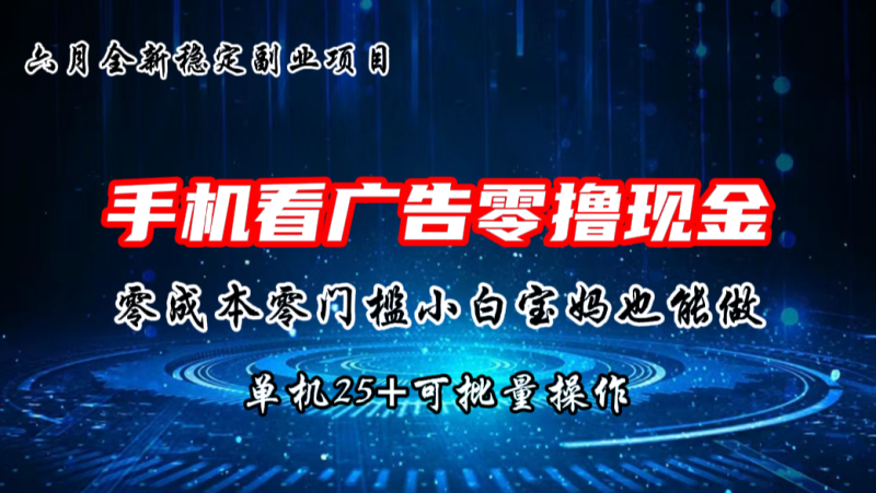 六月新项目,单机撸现金,单机20+,零成本零门槛,可批量操作-天行资源库