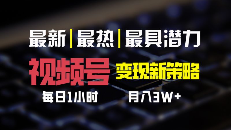 视频号变现新策略,每日一小时月入30000+-天行资源库