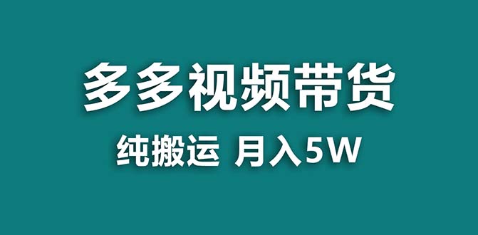 【蓝海项目】拼多多视频带货 纯搬运一个月搞了5w佣金,小白也能操作 送工具-天行资源库