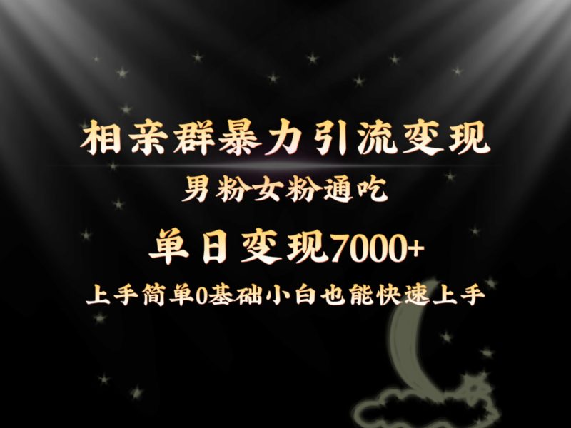 全网首发相亲群暴力引流男粉女粉通吃变现玩法，单日变现7000+保姆教学1.0-天行资源库