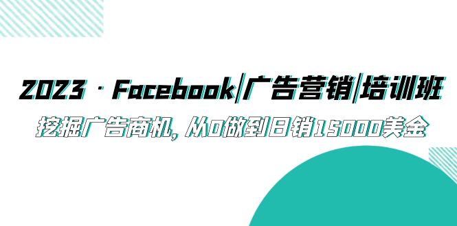 2023·Facebook|广告营销|培训班,挖掘广告商机,从0做到日销15000美金-天行资源库