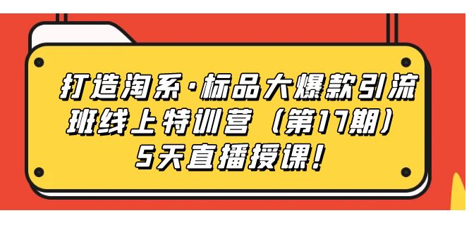 打造淘系·标品大爆款引流班线上特训营(第17期)5天直播授课!-天行资源库
