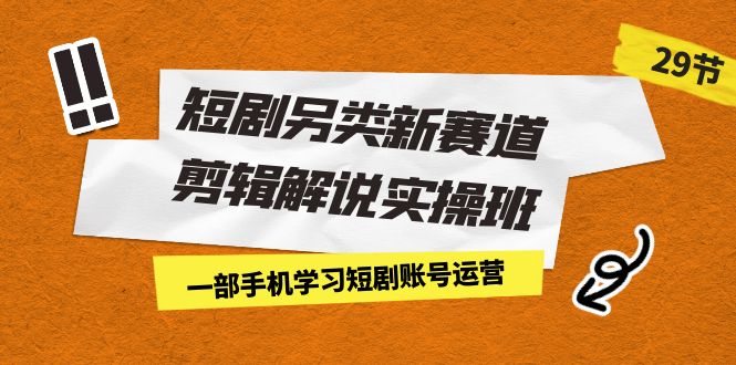 短剧另类新赛道剪辑解说实操班:一部手机学习短剧账号运营(29节 价值500)-天行资源库