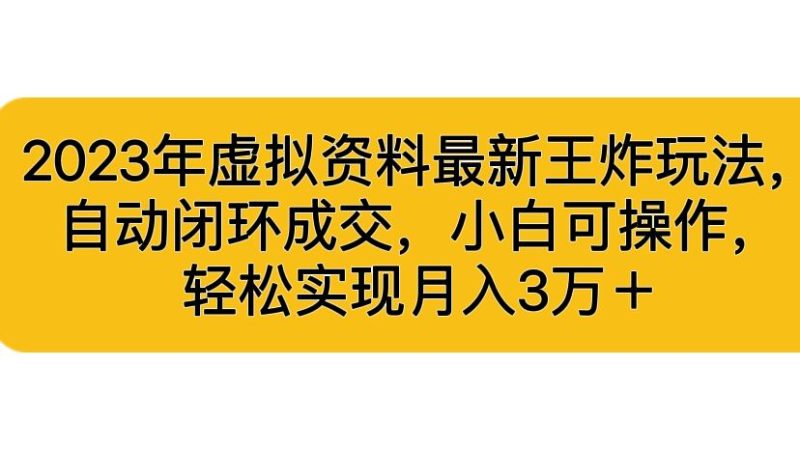 2023年虚拟资料最新王炸玩法,自动闭环成交,小白可操作,轻松实现月入3…-天行资源库
