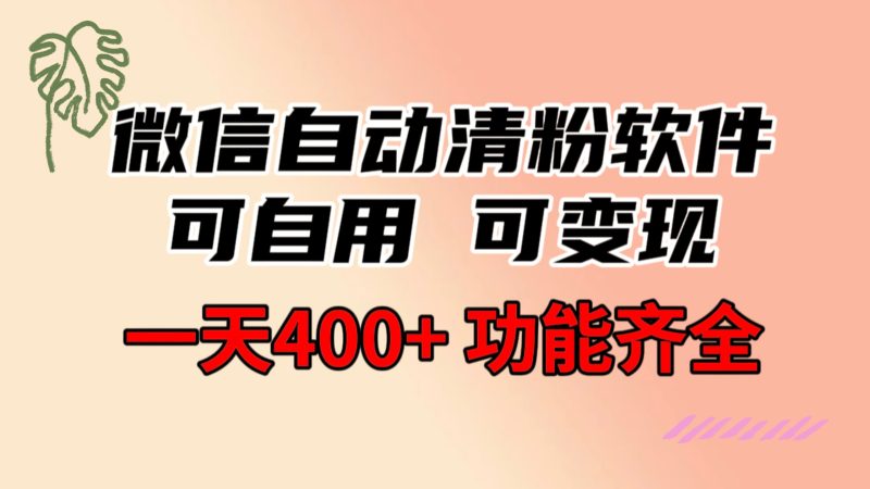 功能齐全的微信自动清粉软件,可自用可变现,一天400+,0成本免费分享-天行资源库