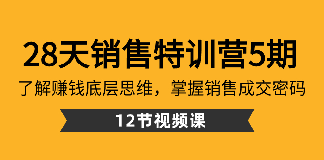 28天·销售特训营5期:了解赚钱底层思维,掌握销售成交密码(12节课)-天行资源库
