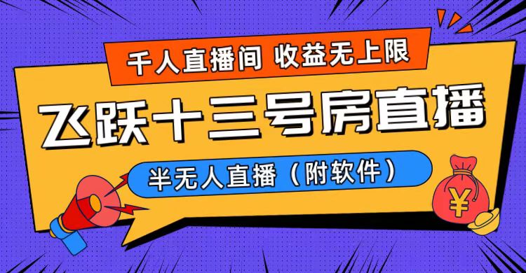 爆火飞跃十三号房半无人直播,一场直播上千人,日入过万!(附软件)-天行资源库