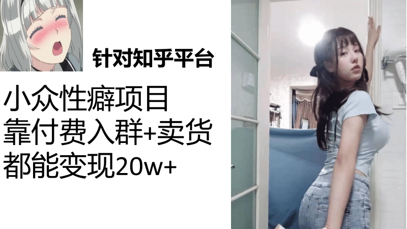 知乎小众性癖项目，Lsp的钱才是最好赚的，付费建群+卖货变现20w-天行资源库
