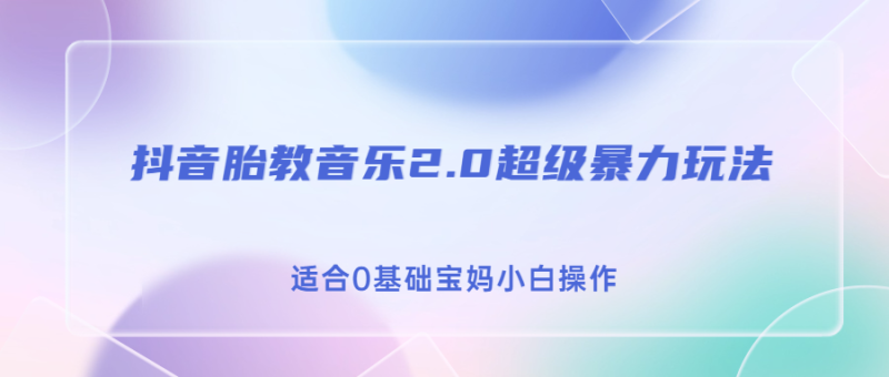 抖音胎教音乐2.0,超级暴力变现玩法,日入500+,适合0基础宝妈小白操作-天行资源库