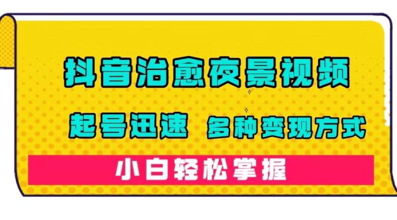 抖音治愈系夜景视频,起号迅速,多种变现方式,小白轻松掌握(附120G素材)-天行资源库