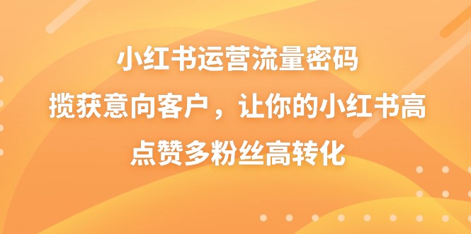 小红书运营流量密码,揽获意向客户,让你的小红书高点赞多粉丝高转化-天行资源库