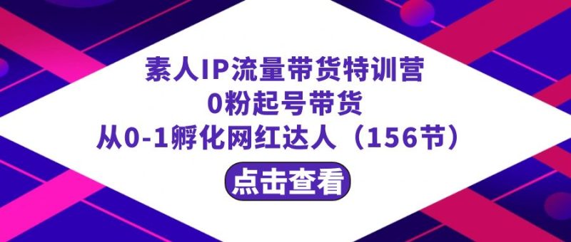 繁星·计划素人IP流量带货特训营:0粉起号带货 从0-1孵化网红达人(156节)-天行资源库