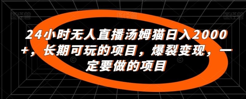 24小时无人直播汤姆猫日入2000+,长期可玩的项目,爆裂变现,一定要做的项目-天行资源库